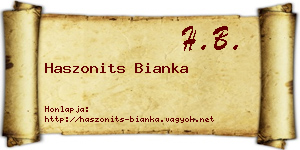 Haszonits Bianka névjegykártya